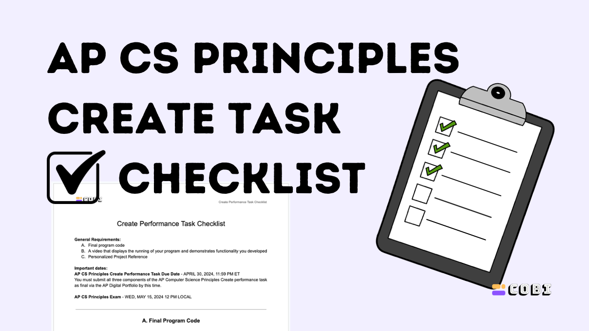 2024 AP CS Principles Create Task Checklist